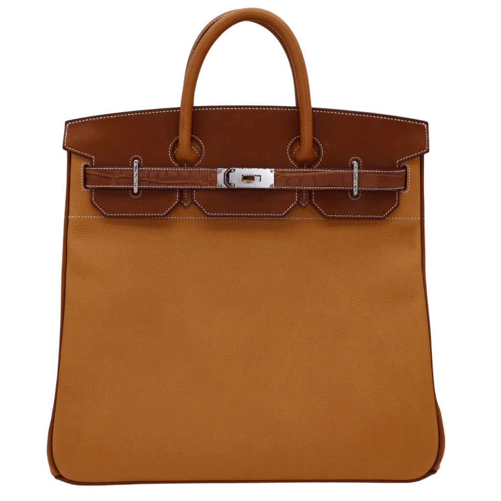 Hermès 40cm HAC Patchwork Barenia/Vache/Butler/ Natural Sable/Alligator Electrum Hardware 1 Hermès 40cm HAC Patchwork Barenia/Vache/Butler/ Natural Sable/Alligator Electrum Hardware