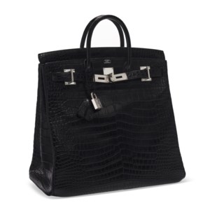 A MATTE BLACK POROSUS CROCODILE HAC BIRKIN 40 WITH BRUSHED PALLADIUM HARDWARE 2 A MATTE BLACK POROSUS CROCODILE HAC BIRKIN 40 WITH BRUSHED PALLADIUM HARDWARE - Image 2