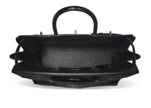 A MATTE BLACK POROSUS CROCODILE HAC BIRKIN 40 WITH BRUSHED PALLADIUM HARDWARE 4 A MATTE BLACK POROSUS CROCODILE HAC BIRKIN 40 WITH BRUSHED PALLADIUM HARDWARE - Image 4