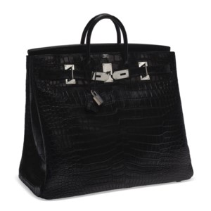 A MATTE BLACK POROSUS CROCODILE HAC BIRKIN 50 WITH PALLADIUM HARDWARE 2 A MATTE BLACK POROSUS CROCODILE HAC BIRKIN 50 WITH PALLADIUM HARDWARE - Image 2