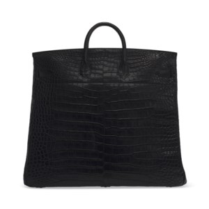 A MATTE BLACK POROSUS CROCODILE HAC BIRKIN 50 WITH PALLADIUM HARDWARE 3 A MATTE BLACK POROSUS CROCODILE HAC BIRKIN 50 WITH PALLADIUM HARDWARE - Image 3