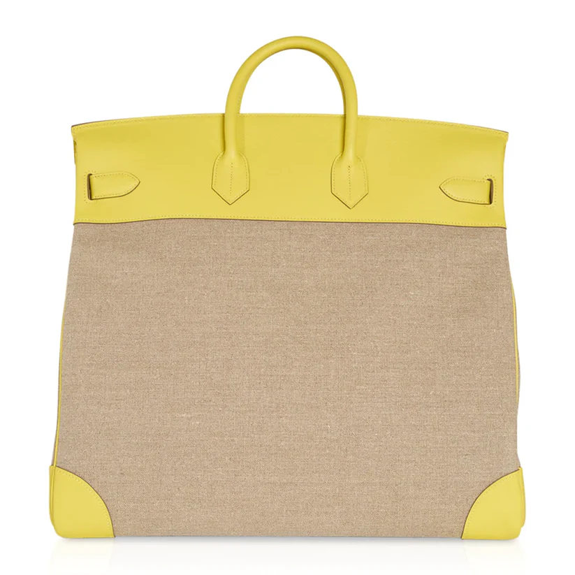 Birkin 50 HAC Lime Evercolor Ficelle Toile Bag 2 Birkin 50 HAC Lime Evercolor Ficelle Toile Bag - Image 2