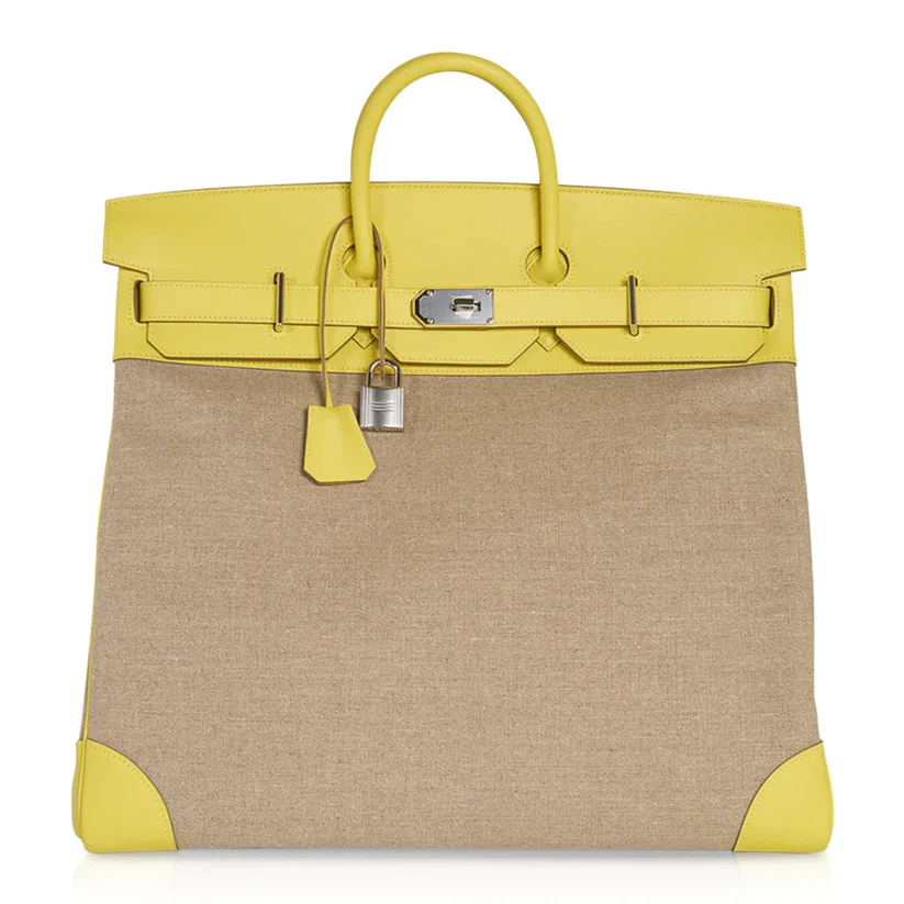 Birkin 50 HAC Lime Evercolor Ficelle Toile Bag 1 Birkin 50 HAC Lime Evercolor Ficelle Toile Bag (2)