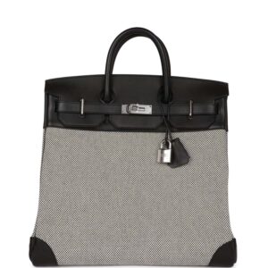 Hermès Birkin 40 HAC Black Evercolor and Toile Palladium Hardware
