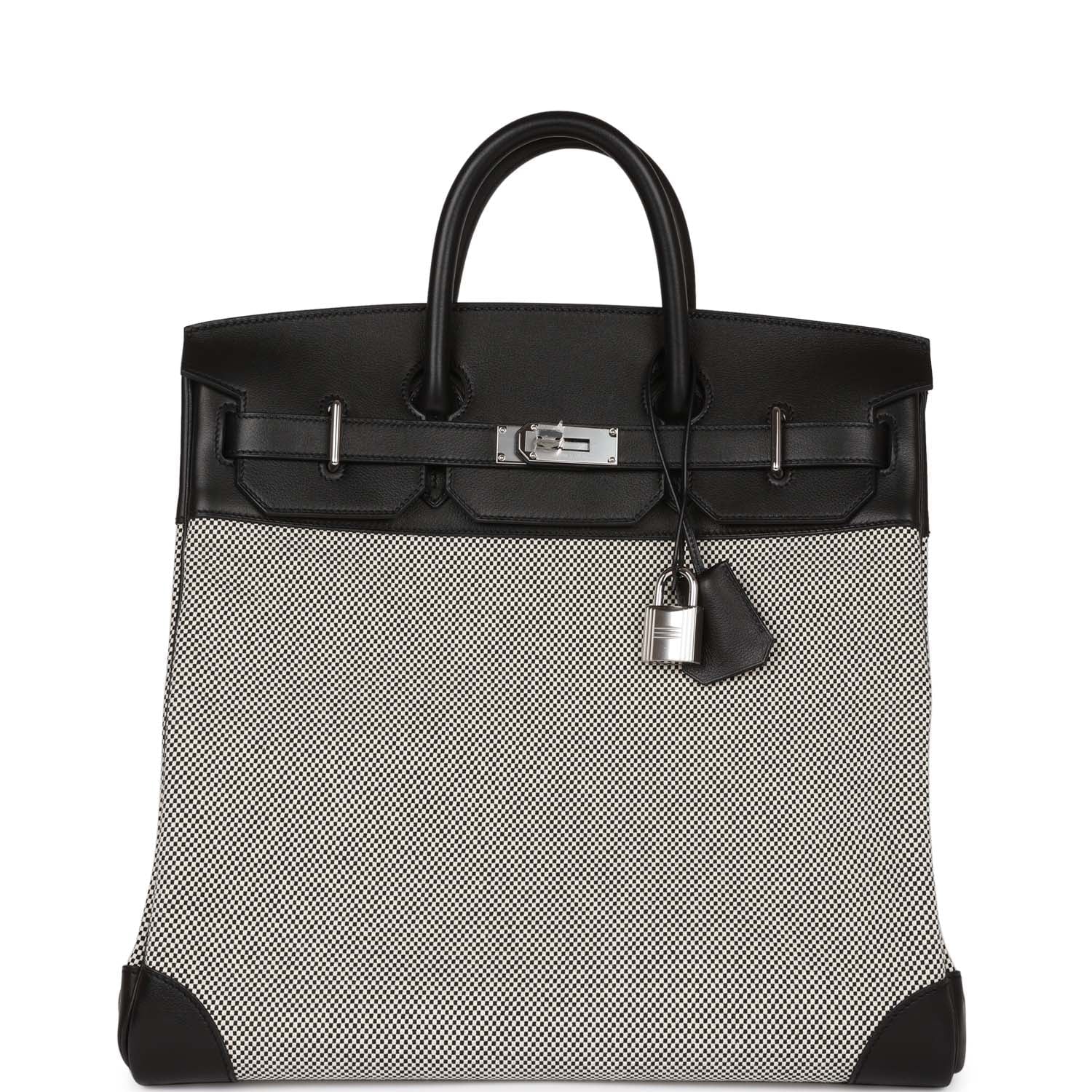 Hermès Birkin 40 HAC Black Evercolor and Toile Palladium Hardware 1 Hermès Birkin 40 HAC Black Evercolor and Toile Palladium Hardware