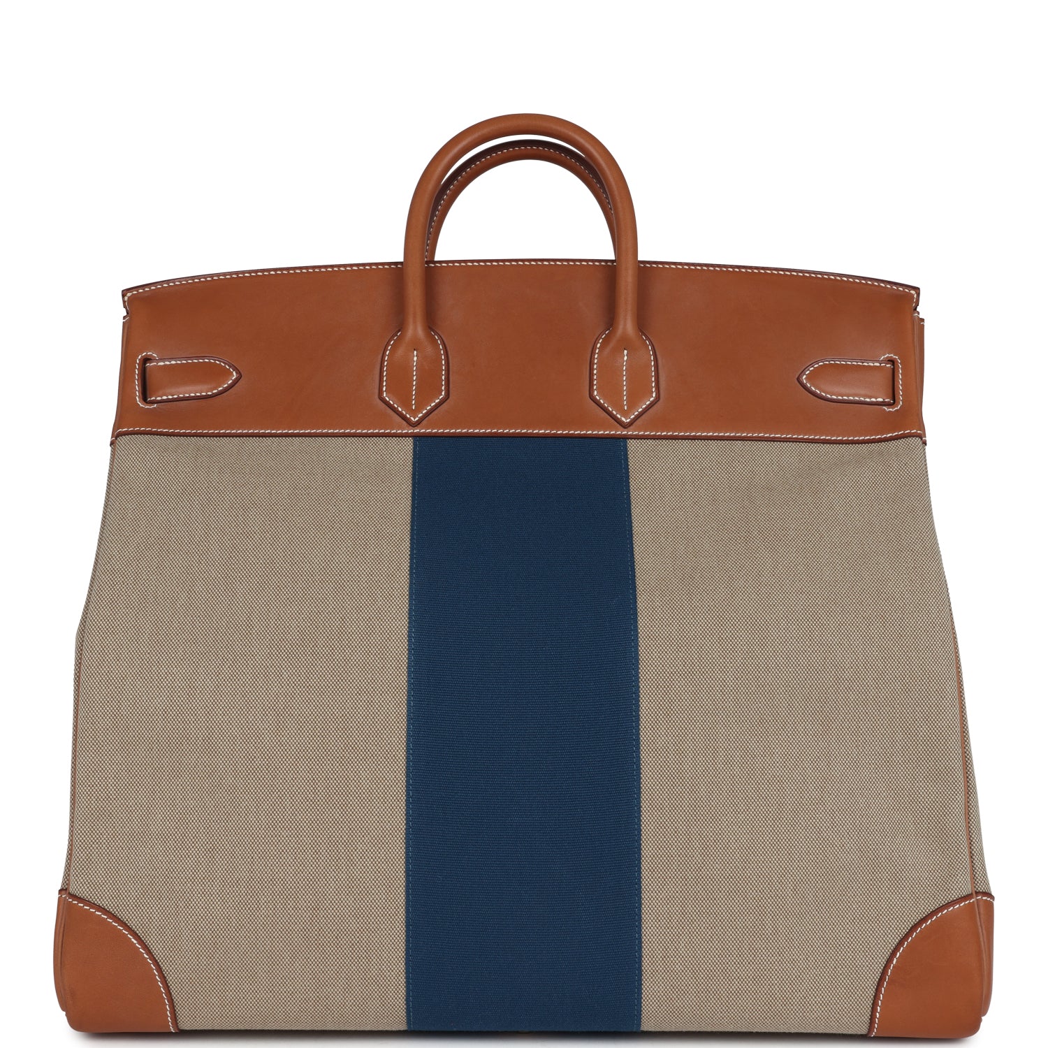 Hermès Birkin HAC 50 Flag Ficelle Toile H, Fauve Barenia and Bleu Toile H Canvas Gold Hardware 3 Hermès Birkin HAC 50 Flag Ficelle Toile H, Fauve Barenia and Bleu Toile H Canvas Gold Hardware - Image 3