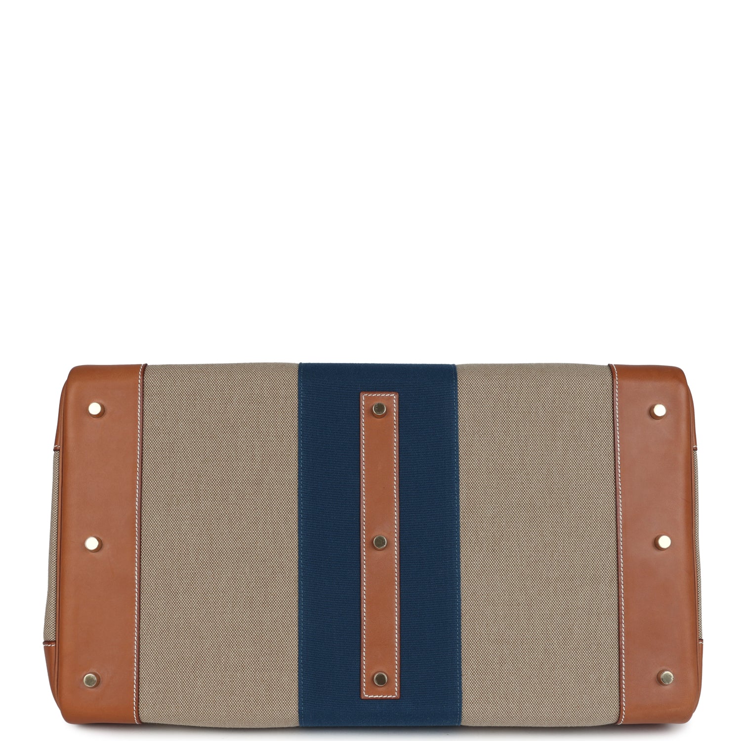 Hermès Birkin HAC 50 Flag Ficelle Toile H, Fauve Barenia and Bleu Toile H Canvas Gold Hardware 4 Hermès Birkin HAC 50 Flag Ficelle Toile H, Fauve Barenia and Bleu Toile H Canvas Gold Hardware - Image 4