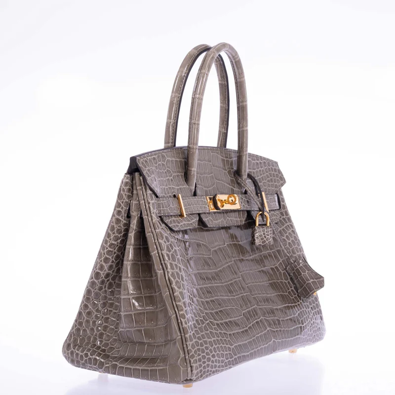 Hermès Birkin 30 Gris Tourterelle Porosus Crocodile Gold Hardware 3 Hermès Birkin 30 Gris Tourterelle Porosus Crocodile Gold Hardware - Image 3