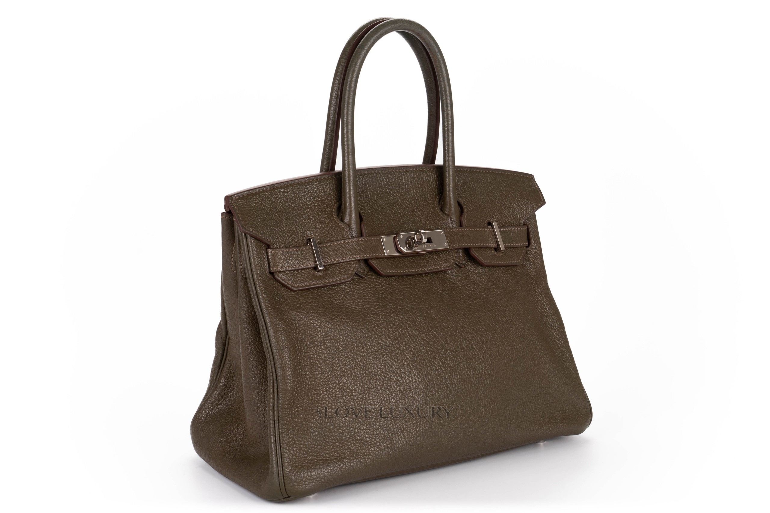 Hermès Birkin 30 Vert Olive Chèvre Goatskin Palladium Hardware 3 Hermès Birkin 30 Vert Olive Chèvre Goatskin Palladium Hardware - Image 3