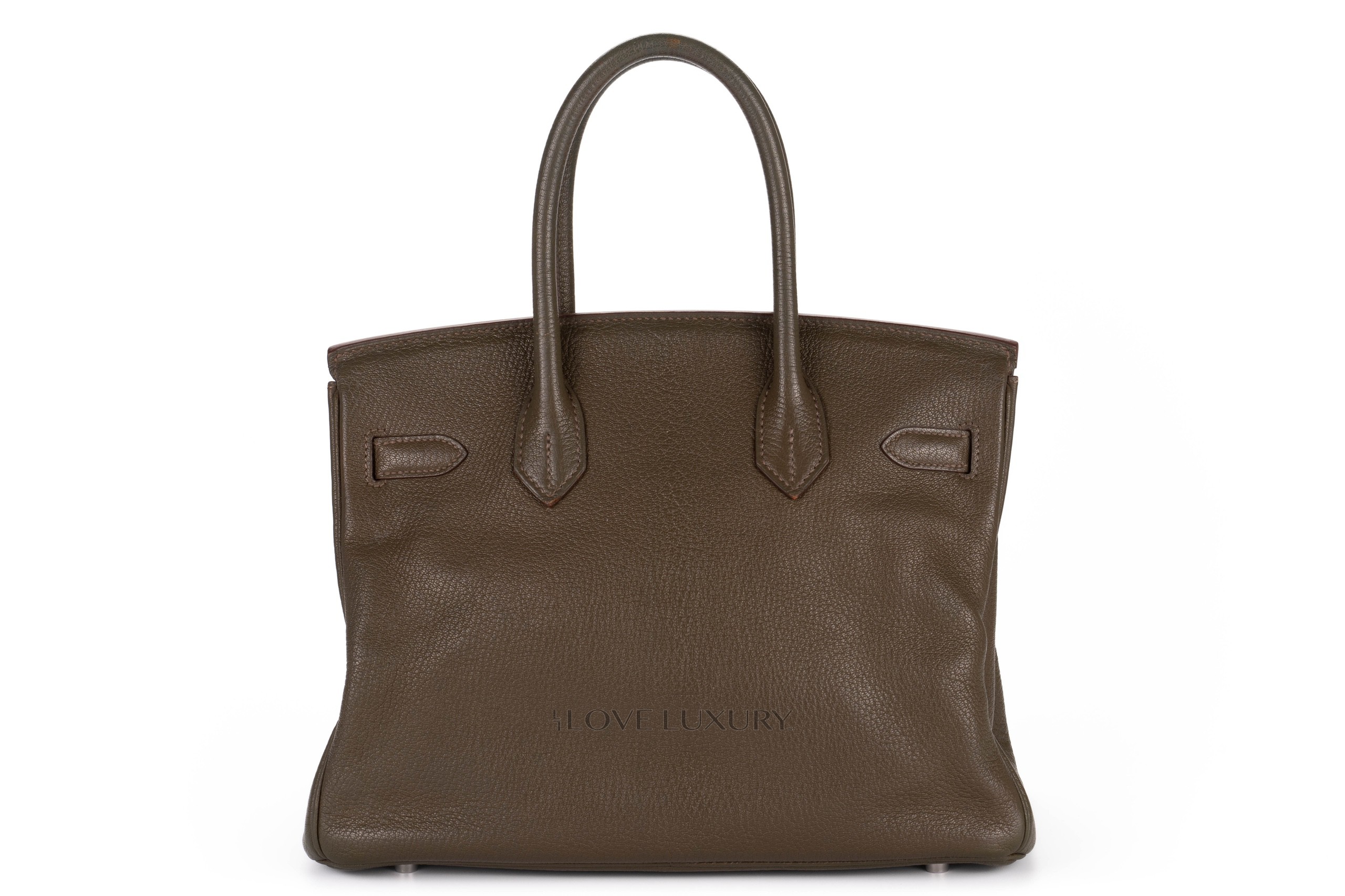 Hermès Birkin 30 Vert Olive Chèvre Goatskin Palladium Hardware 4 Hermès Birkin 30 Vert Olive Chèvre Goatskin Palladium Hardware - Image 4