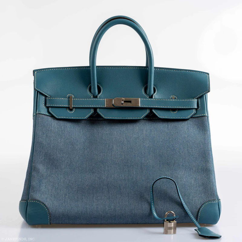 Hermès Birkin 32 HAC Denim & Blue Jean Gulliver Leather Palladium Hardware 3 Hermès Birkin 32 HAC Denim & Blue Jean Gulliver Leather Palladium Hardware - Image 3