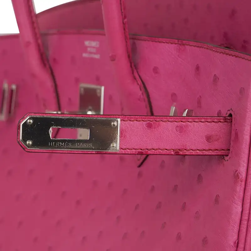 Hermes Birkin 35 Bag Fuchsia Ostrich Palladium Hardware 3 Hermes Birkin 35 Bag Fuchsia Ostrich Palladium Hardware - Image 3