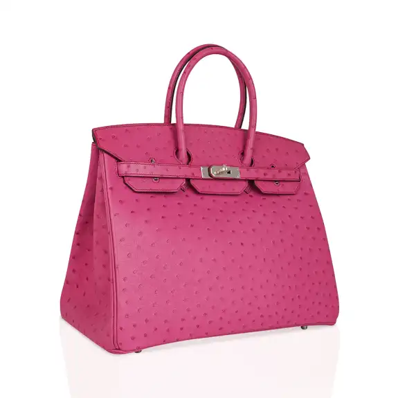 Hermes Birkin 35 Bag Fuchsia Ostrich Palladium Hardware 4 Hermes Birkin 35 Bag Fuchsia Ostrich Palladium Hardware - Image 4