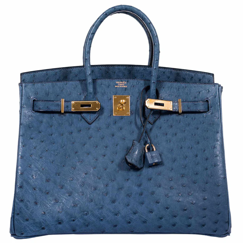 Hermès Birkin 35 Blue Roi Ostrich Gold Hardware 2 Hermès Birkin 35 Blue Roi Ostrich Gold Hardware - Image 2