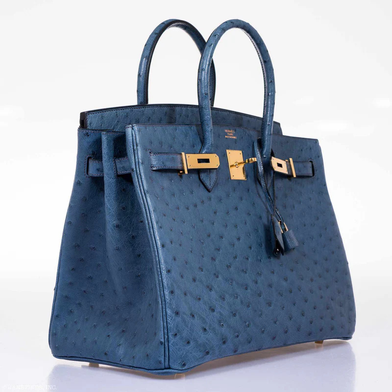 Hermès Birkin 35 Blue Roi Ostrich Gold Hardware 3 Hermès Birkin 35 Blue Roi Ostrich Gold Hardware - Image 3