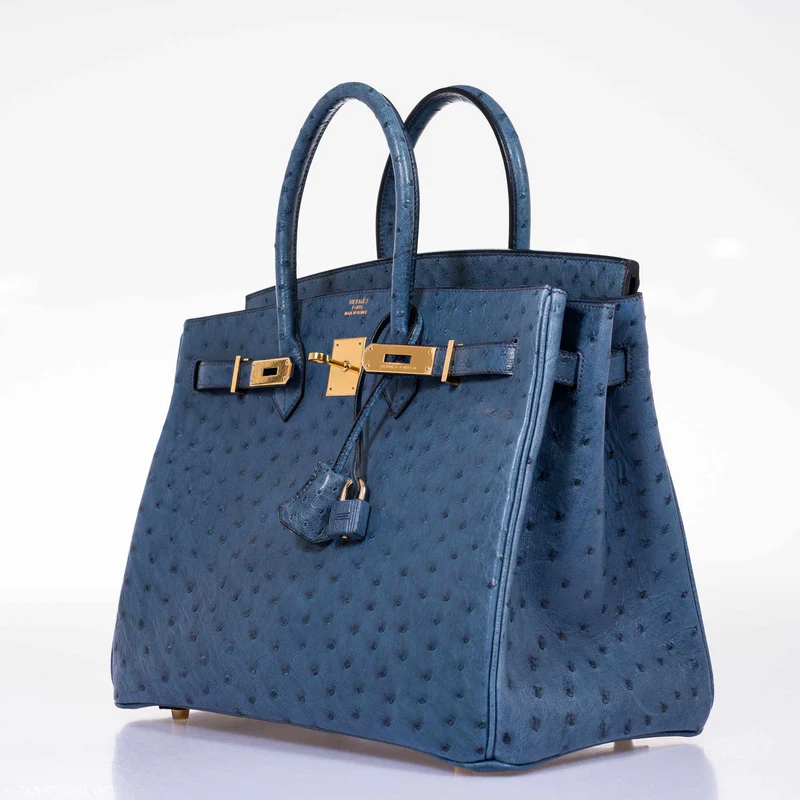 Hermès Birkin 35 Blue Roi Ostrich Gold Hardware 4 Hermès Birkin 35 Blue Roi Ostrich Gold Hardware - Image 4