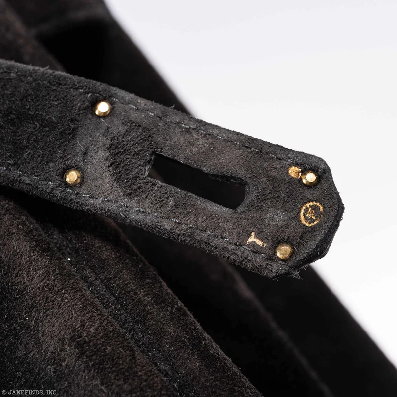 Hermès Birkin 40 HAC Black Suede & Crocodile Gold Hardware - Rare 6 Hermès Birkin 40 HAC Black Suede & Crocodile Gold Hardware - Rare - Image 6