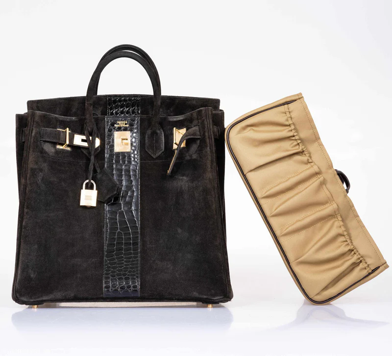 Hermès Birkin 40 HAC Black Suede & Crocodile Gold Hardware - Rare 7 Hermès Birkin 40 HAC Black Suede & Crocodile Gold Hardware - Rare - Image 7