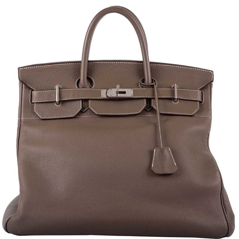 Hermès Birkin 40 HAC Etoupe Clemence Palladium Hardware 1 Hermès Birkin 40 HAC Etoupe Clemence Palladium Hardware