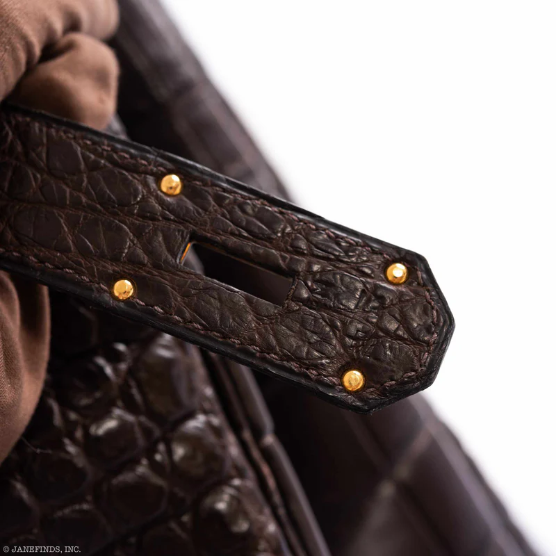 Hermès Birkin 50 HAC Ebene Porosus Crocodile Bronze Hardware 6 Hermès Birkin 50 HAC Ebene Porosus Crocodile Bronze Hardware - Image 6
