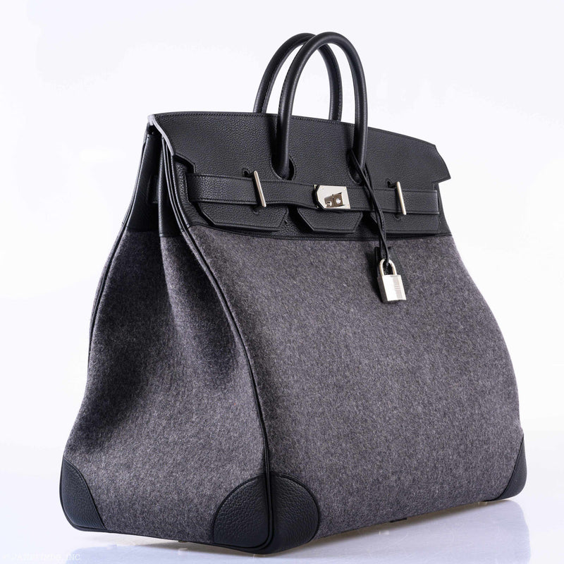 Hermès Birkin 50 HAC Gray Feutre Wool & Black Togo Leather Palladium Hardware 3 Hermès Birkin 50 HAC Gray Feutre Wool & Black Togo Leather Palladium Hardware - Image 3