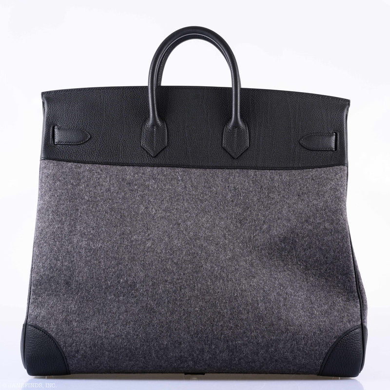 Hermès Birkin 50 HAC Gray Feutre Wool & Black Togo Leather Palladium Hardware 4 Hermès Birkin 50 HAC Gray Feutre Wool & Black Togo Leather Palladium Hardware - Image 4