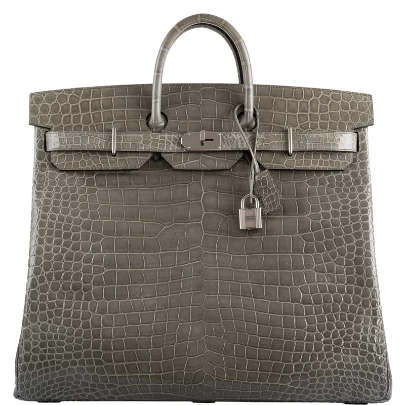 Hermès Birkin 50 HAC Gris Tourterelle Shiny Porosus Crocodile Palladium Hardware 1 Hermès Birkin 50 HAC Gris Tourterelle Shiny Porosus Crocodile Palladium Hardware