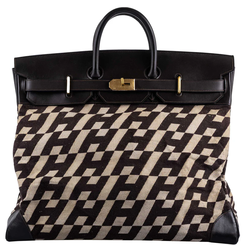 Hermès Birkin 50 HAC Ligne Ulysse Marron Fonce, Toile "H" Pattern Gilt Metal Hardware 1 Hermès Birkin 50 HAC Ligne Ulysse Marron Fonce, Toile H Pattern Gilt Metal Hardware (2)