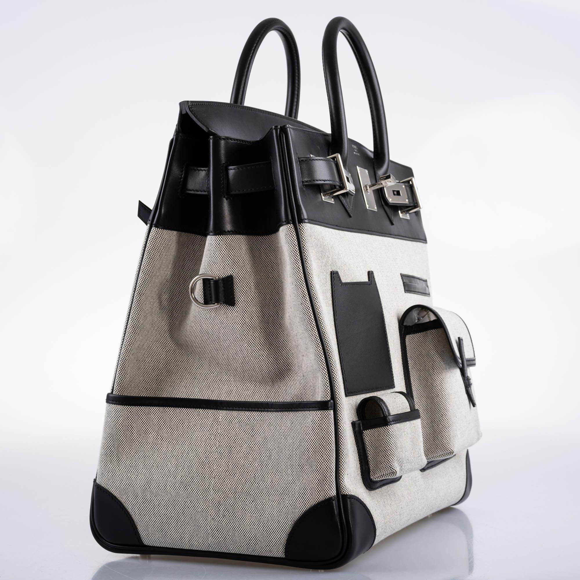 Hermès Cargo HAC Birkin 40 Black Box and Toile Palladium Hardware 2 Hermès Cargo HAC Birkin 40 Black Box and Toile Palladium Hardware - Image 2