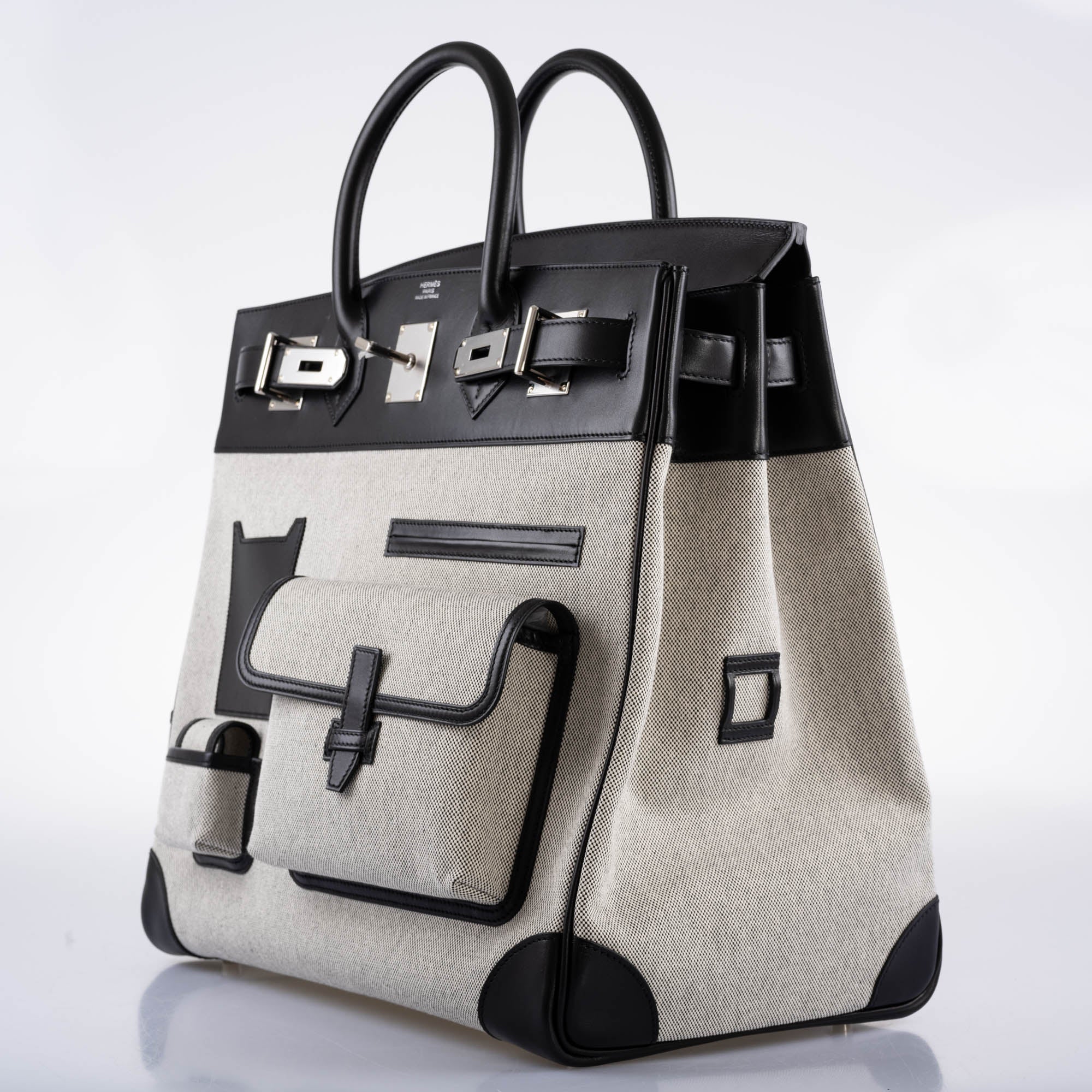 Hermès Cargo HAC Birkin 40 Black Box and Toile Palladium Hardware 3 Hermès Cargo HAC Birkin 40 Black Box and Toile Palladium Hardware - Image 3