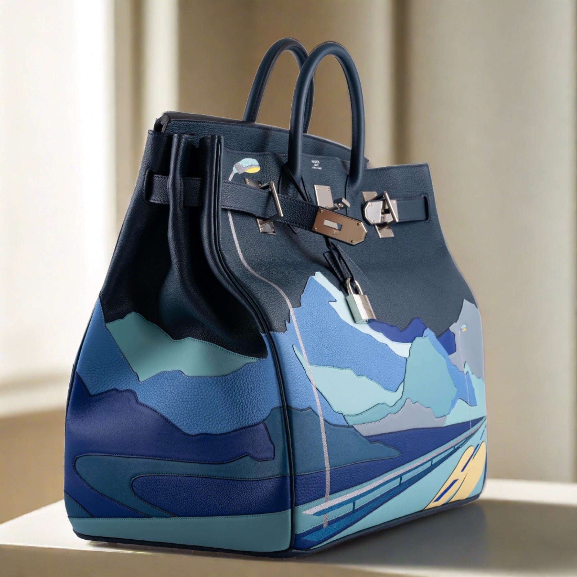 Hermès Endless Road HAC Birkin 50 Multicolor Togo and Swift Leather Palladium Hardware 3 Hermès Endless Road HAC Birkin 50 Multicolor Togo and Swift Leather Palladium Hardware - Image 3