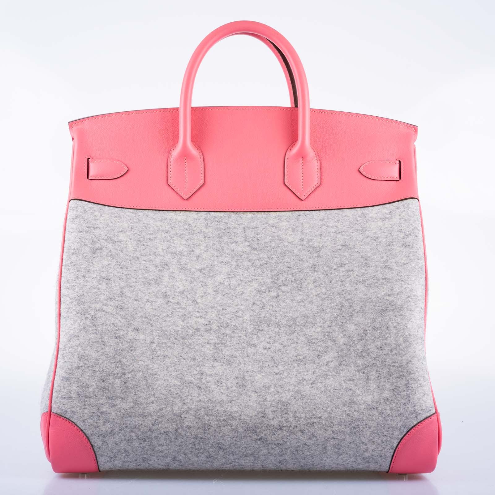Hermès HAC 40 Toudou Rose Azalée Evercolor Gris Clair Wool Palladium Hardware 4 Hermès HAC 40 Toudou Rose Azalée Evercolor Gris Clair Wool Palladium Hardware - Image 4
