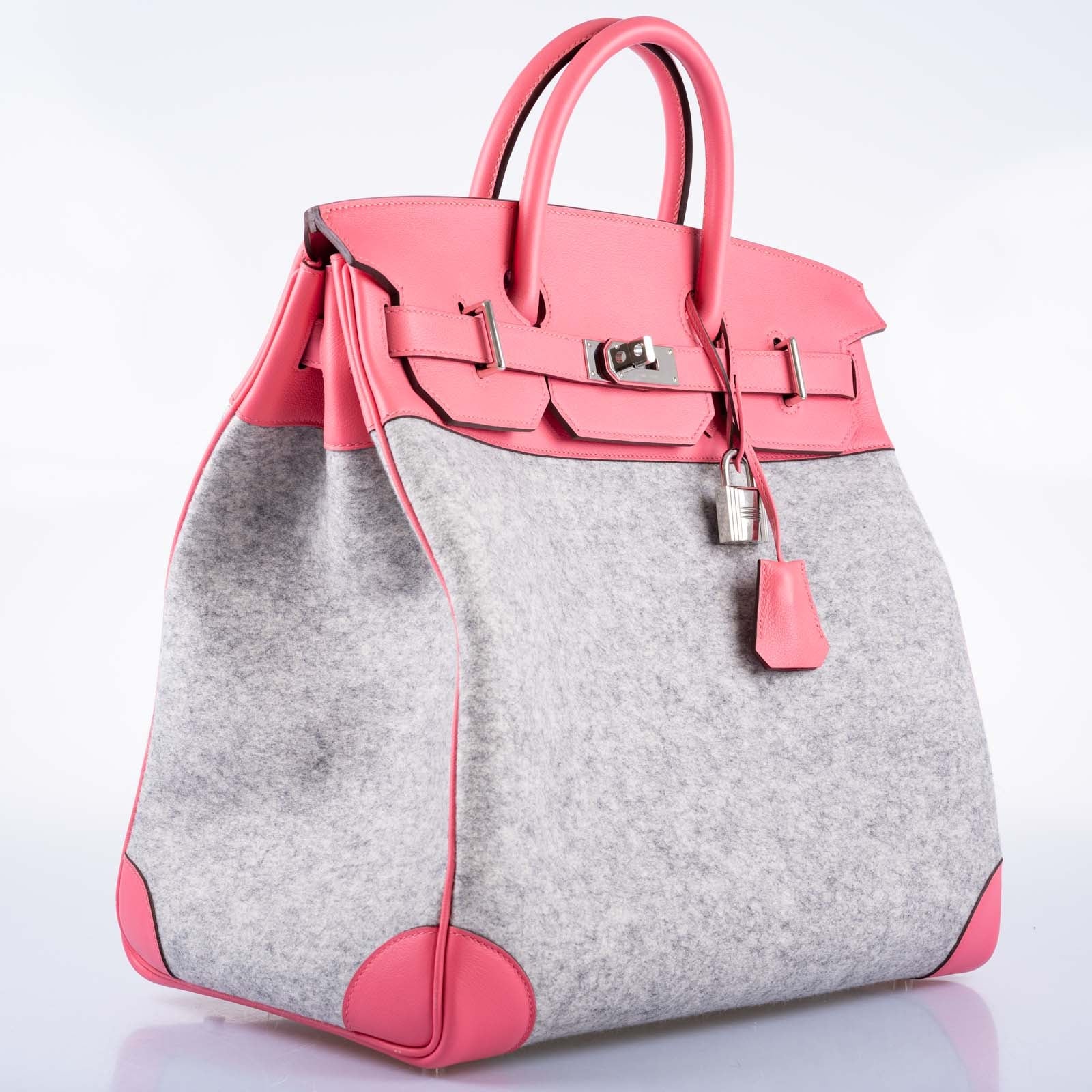 Hermès HAC 40 Toudou Rose Azalée Evercolor Gris Clair Wool Palladium Hardware 2 Hermès HAC 40 Toudou Rose Azalée Evercolor Gris Clair Wool Palladium Hardware - Image 2