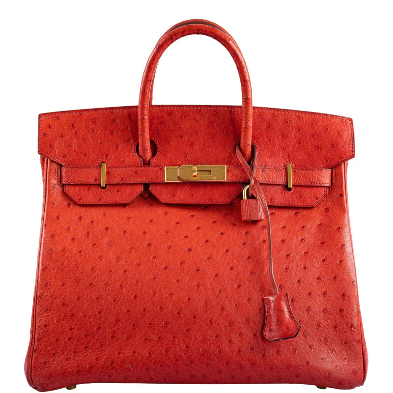 Hermès HAC Birkin 32 Rouge Vif Ostrich Gold Hardware 1 Hermès HAC Birkin 32 Rouge Vif Ostrich Gold Hardware