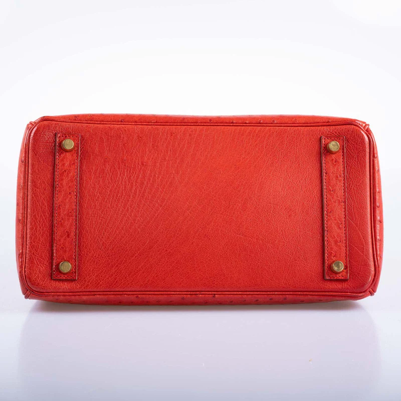 Hermès HAC Birkin 32 Rouge Vif Ostrich Gold Hardware 3 Hermès HAC Birkin 32 Rouge Vif Ostrich Gold Hardware - Image 3