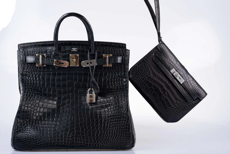 Hermès HAC Birkin 40 Black Matte Porosus Crocodile Palladium Hardware 3 Hermès HAC Birkin 40 Black Matte Porosus Crocodile Palladium Hardware - Image 3