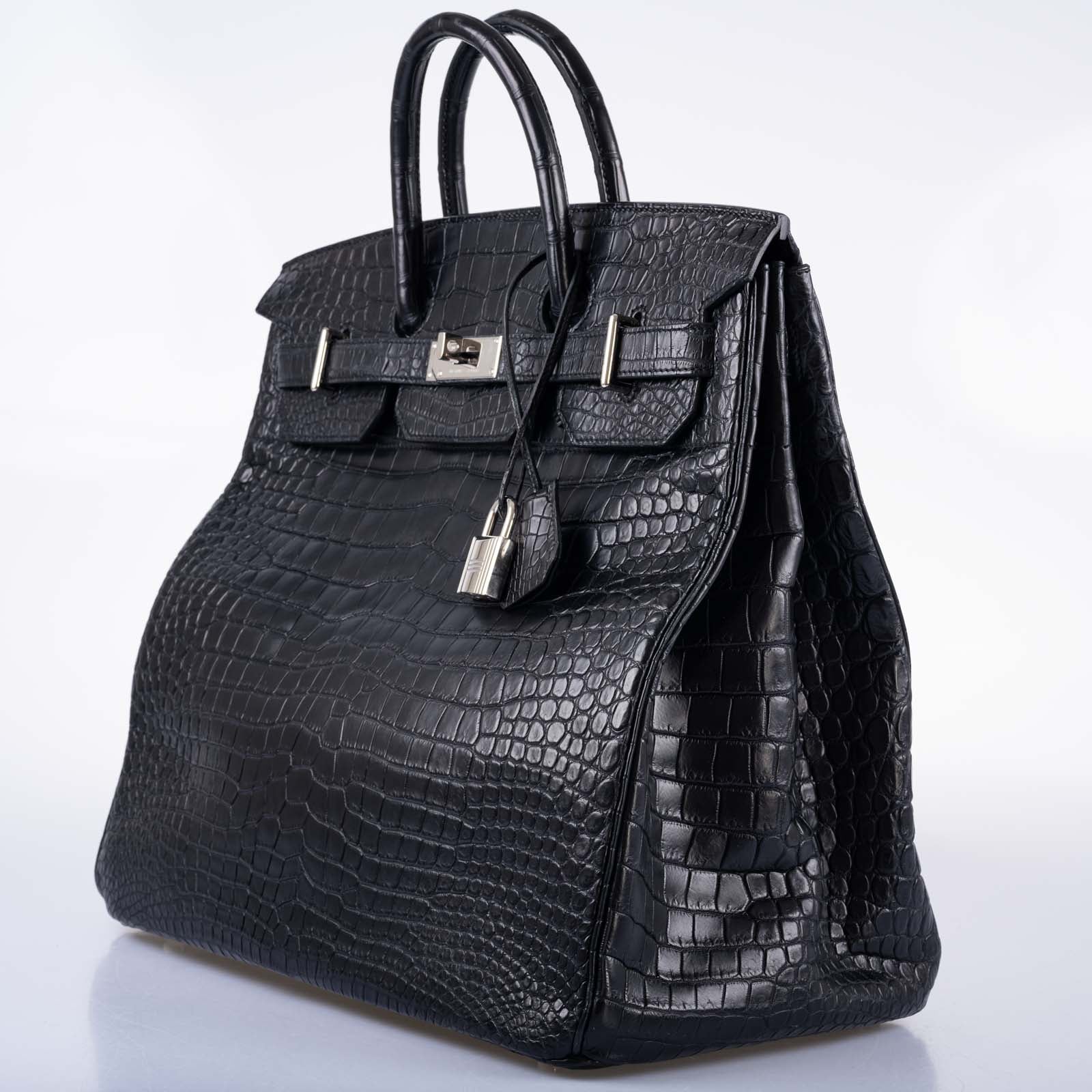 Hermès HAC Birkin 40 Black Matte Porosus Crocodile Palladium Hardware 5 Hermès HAC Birkin 40 Black Matte Porosus Crocodile Palladium Hardware - Image 5
