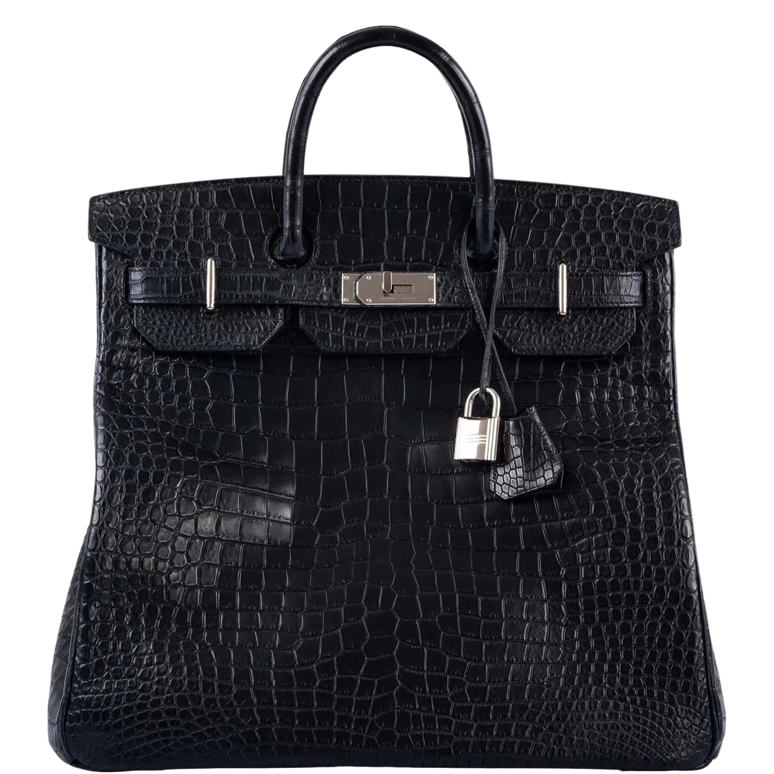 Hermès HAC Birkin 40 Black Matte Porosus Crocodile Palladium Hardware 1 Hermès HAC Birkin 40 Black Matte Porosus Crocodile Palladium Hardware