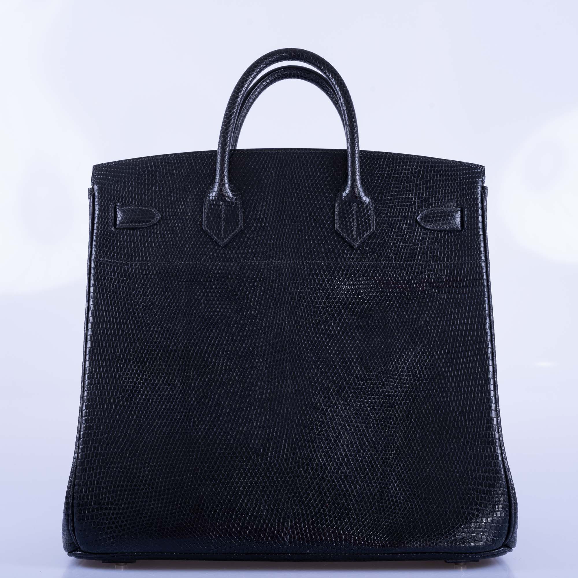 Hermès HAC Birkin 40 Black Shiny Lizard Palladium Hardware 3 Hermès HAC Birkin 40 Black Shiny Lizard Palladium Hardware - Image 3