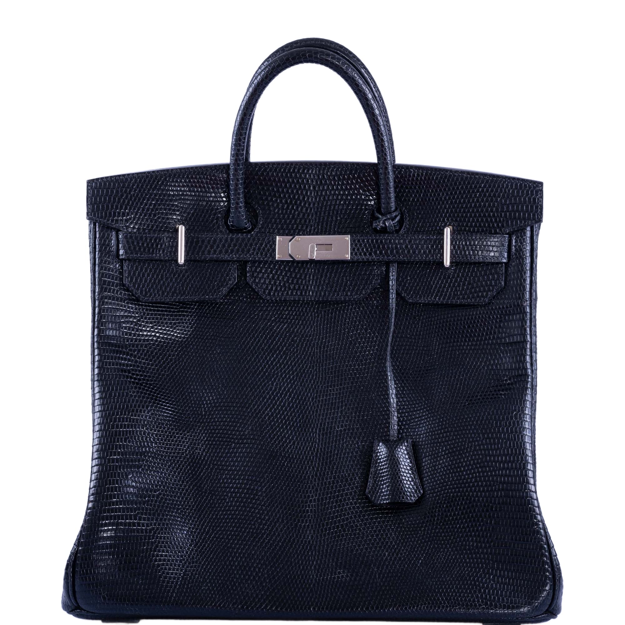 Hermès HAC Birkin 40 Black Shiny Lizard Palladium Hardware 1 Hermès HAC Birkin 40 Black Shiny Lizard Palladium Hardware