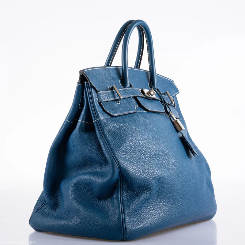 Hermès HAC Birkin 40 Bleu Thalassa Togo Palladium Hardware 3 Hermès HAC Birkin 40 Bleu Thalassa Togo Palladium Hardware - Image 3