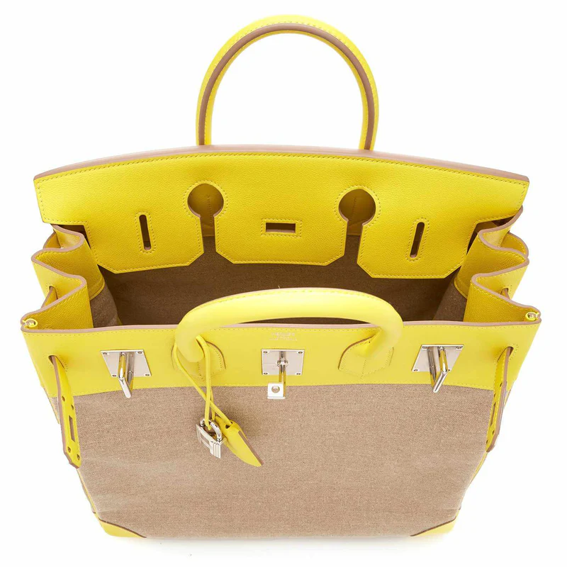 Hermès HAC Birkin 40 Lime EvercolorToile de Camp Palladium Hardware 4 Hermès HAC Birkin 40 Lime EvercolorToile de Camp Palladium Hardware - Image 4