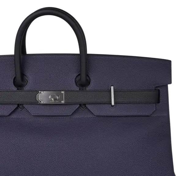 Hermes HAC Birkin 50 Bag Bi Colour Blue Nuit & Black Togo Leather with Palladium Hardware 2 Hermes HAC Birkin 50 Bag Bi Colour Blue Nuit & Black Togo Leather with Palladium Hardware - Image 2