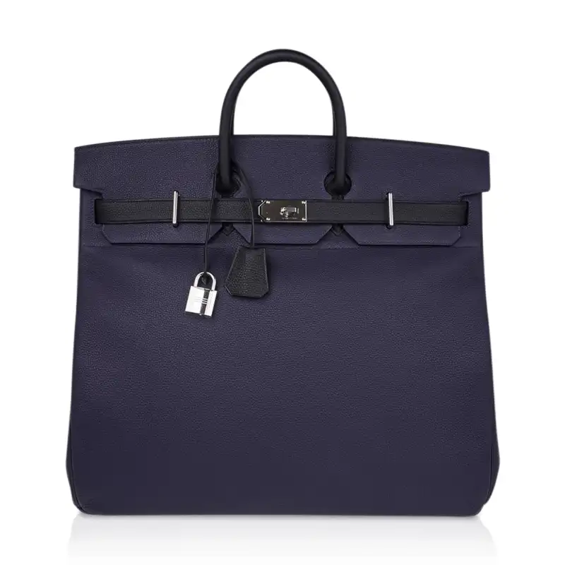 Hermes HAC Birkin 50 Bag Bi Colour Blue Nuit & Black Togo Leather with Palladium Hardware 1 Hermes HAC Birkin 50 Bag Bi Colour Blue Nuit & Black Togo Leather with Palladium Hardware (2)