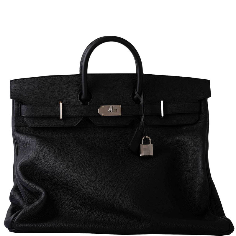 A BLACK CLÉMENCE LEATHER HAC BIRKIN 50 WITH PALLADIUM HARDWARE 1 Hermès HAC Birkin 50 Voyager Black Togo leather Palladium Hardware