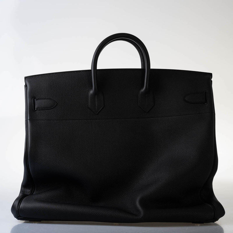 A BLACK CLÉMENCE LEATHER HAC BIRKIN 50 WITH PALLADIUM HARDWARE 4 A BLACK CLÉMENCE LEATHER HAC BIRKIN 50 WITH PALLADIUM HARDWARE - Image 4
