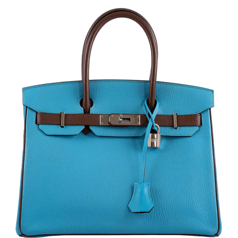 Hermès HSS Birkin 30 Bleu Aztec and Havane Chevre Palladium Hardware 2 Hermès HSS Birkin 30 Bleu Aztec and Havane Chevre Palladium Hardware - Image 2
