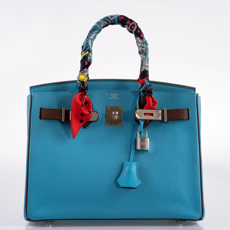 Hermès HSS Birkin 30 Bleu Aztec and Havane Chevre Palladium Hardware 1 Hermès HSS Birkin 30 Bleu Aztec and Havane Chevre Palladium Hardware
