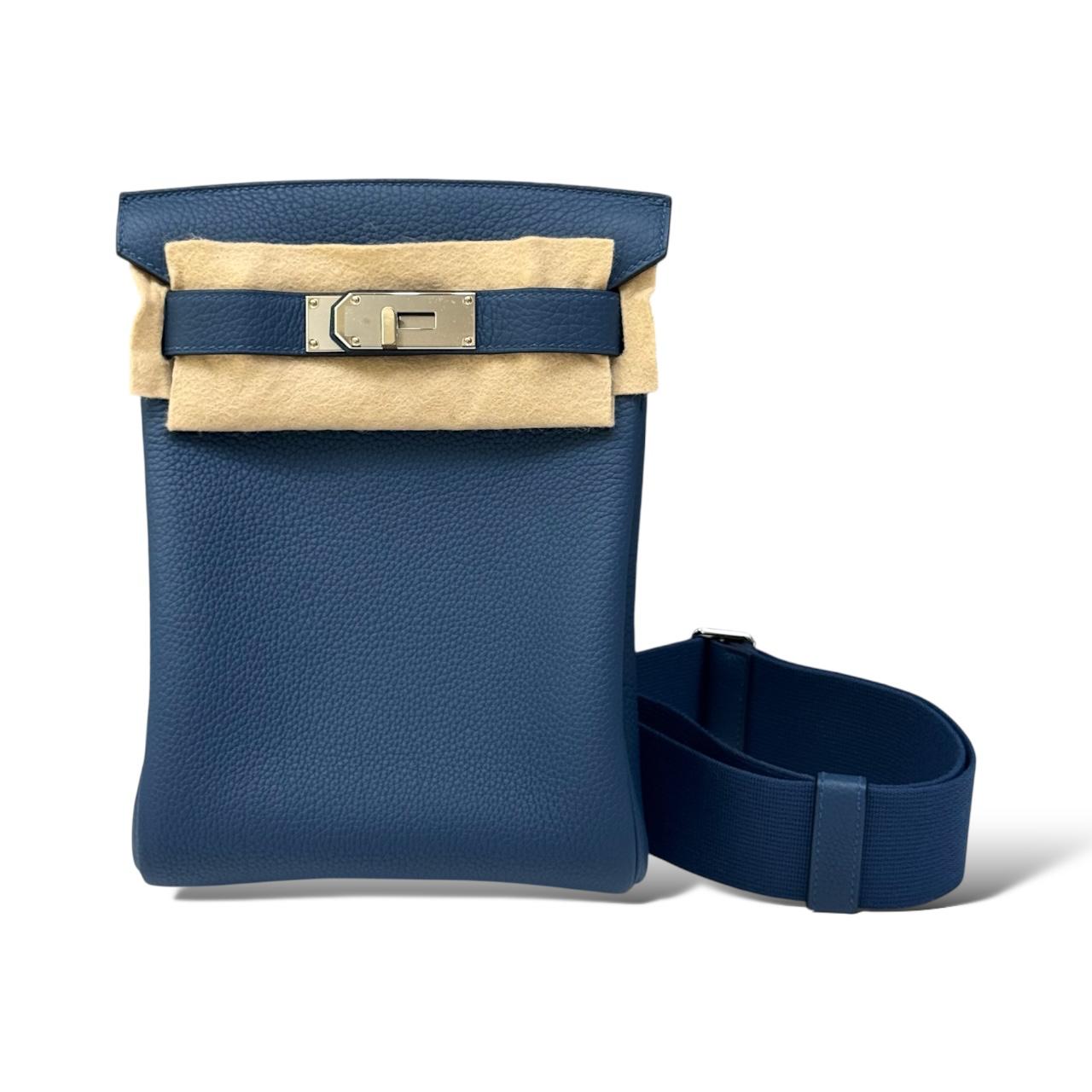 Hermes Hac-a-Dos Blue Tie Togo PHW PM 3 Hermes Hac-a-Dos Blue Tie Togo PHW PM - Image 3