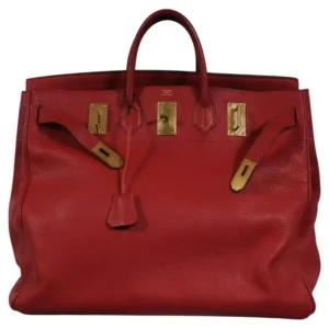 Hermes Haut à Courroies Hac 50 Birkin Red Gold Hardware Travel Bag (2)